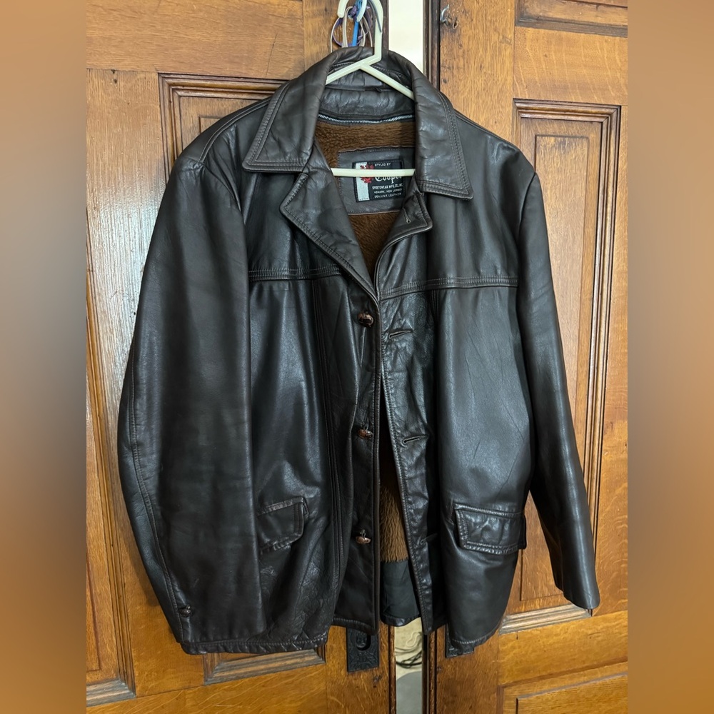 Vintage Cooper Sportswear Leather Jacket Made In USA Men Sz 46. VGC. Brown